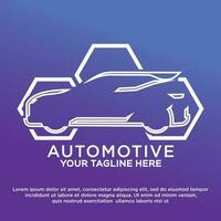 automotive logo met auto vorm en zeshoekig element vector