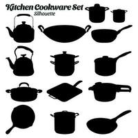 keuken kookgerei silhouet vector illustratie set.