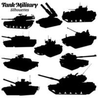 tank leger silhouet vector illustratie set.