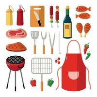 barbecue apparatuur pictogramserie vector