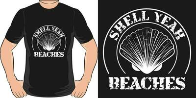 schelp Ja stranden, grappig citaat t-shirt ontwerp. vector