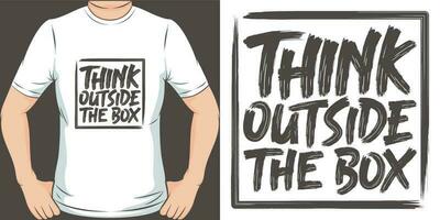 denken buiten de doos, motiverende citaat t-shirt ontwerp. vector