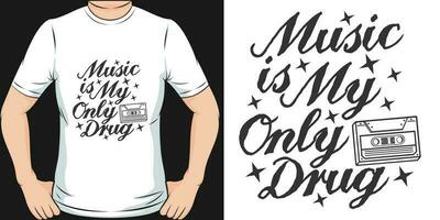 muziek- is mijn enkel en alleen medicijn, muziek- citaat t-shirt ontwerp. vector