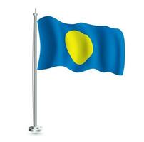 Palau vlag. geïsoleerd realistisch Golf vlag van Palau land Aan vlaggenmast. vector