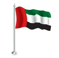 uae vlag. geïsoleerd realistisch Golf vlag van Verenigde Arabisch emiraten land Aan vlaggenmast. vector