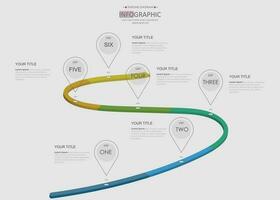 tijdlijn infographic sjabloon voor bedrijf. 6 stappen modern tijdlijn diagram met volgen de gekleurde pad reis concept, presentatie vector infografisch.