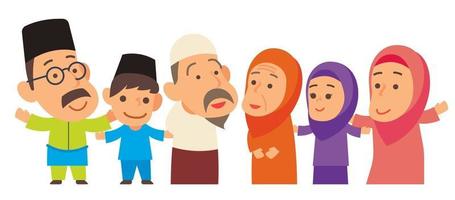 moslim familielid staan samen uitgelijnd vector