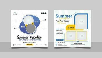 zomer vakantie op reis aanbod sociaal media post banier reizen toerisme plein folder sjabloon vector