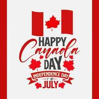 gelukkig Canada dag groet kaart achtergrond - rood gelukkig Canada dag typografie ontwerp, Canada esdoorn- blad, juli 1e groet kaart vector illustratie