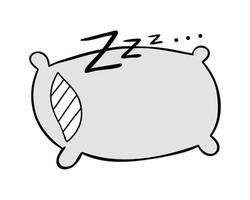 cartoon vectorillustratie van kussen slaap en zzz vector