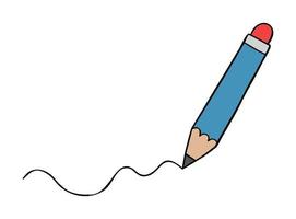 cartoon vectorillustratie van potlood tekent een golvende lijn vector