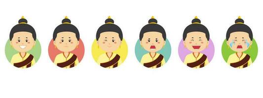 laos avatar met verschillende uitdrukkingen vector