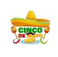 cinco de mayo vakantie icoon met hoed en maracas vector