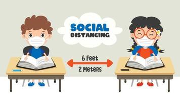 regels voor sociale afstand voor kinderen vector