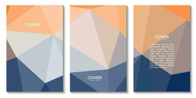 reeks van flyers met elegant modern blauw en oranje meetkundig achtergrond met driehoeken vorm vector