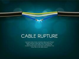 elektrisch kabel scheuren of schade vector banier