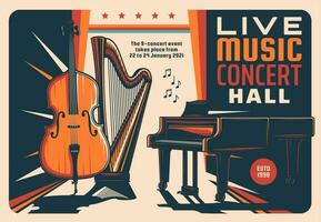 leven muziek- concert hal retro vector folder