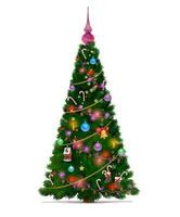 Kerstmis boom met ster, geschenk, bal decoraties vector