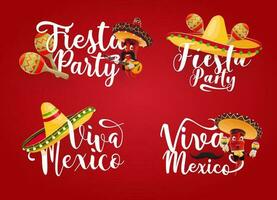 viva Mexico, Mexicaans feest partij icoon met chili vector