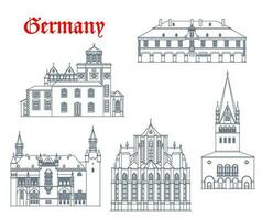 Duitsland mijlpaal gebouwen pictogrammen, aken kerken vector