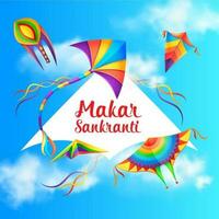 makar sankranti vakantie achtergrond met vliegers vector