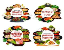 Japans keuken voedsel Japan gerechten restaurant menu vector