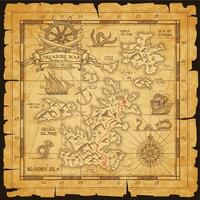 oud piraat vector kaart met schat plaats.