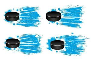 ijs hokey pucks Aan blauw ijs, halftone ster banners vector