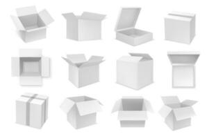 wit karton, karton, papier doos pakket mockups vector