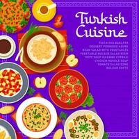 Turks keuken menu Hoes sjabloon, voedsel maaltijden vector