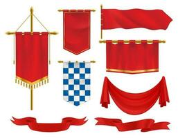 textiel heraldisch spandoeken, wimpels en vlaggen reeks vector