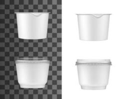 plastic containers voor verzuren room, yoghurt of jam vector