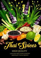 Thais kruiden, kruiden, voedsel specerijen en kruiderijen vector