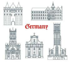 Duitsland mijlpaal gebouwen pictogrammen, dusseldorf vector