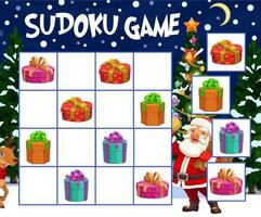 kinderen sudoku spel met Kerstmis cadeaus dozen vector