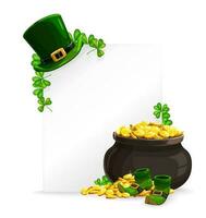 st. patricks dag banier met elf van Ierse folklore goud vector