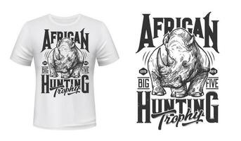 Afrikaanse neushoorn jacht- t-shirt vector afdrukken mockup