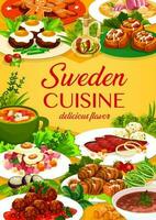 Zweden voedsel vector Zweeds keuken tekenfilm poster
