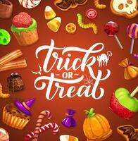 halloween truc of traktatie poster met belettering vector