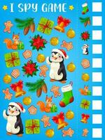 ik spion spel of puzzel met Kerstmis cadeaus sjabloon vector