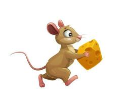 grappig tekenfilm muis met kaas, schattig Rat dier vector