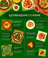 Azerbeidzjaans keuken vector menu sjabloon, maaltijden
