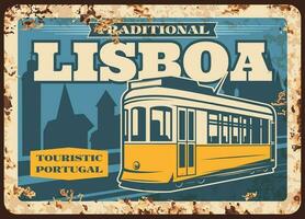 Portugal reis, Lissabon tram metaal bord roestig vector