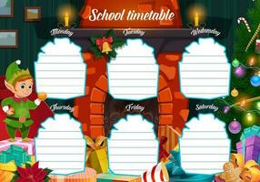winter vakantie school- rooster met Kerstmis elf vector
