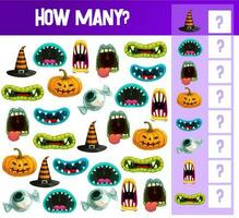 halloween tellen spel sjabloon, kinderen onderwijs vector