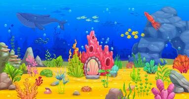 tekenfilm koraal rif huis, onderwater- landschap vector