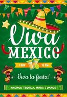 viva Mexico vector poster, leven muziek- partij folder