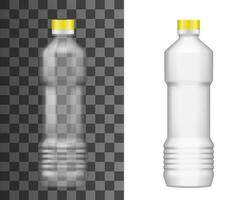 plastic fles, olie pakket realistisch leeg mockup vector