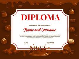 onderwijs diploma met chocola, vector sjabloon