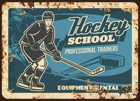 ijs hockey school- trainer roestig metaal bord vector